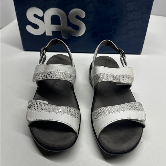 SAS Nudu Sandals Sling Back Comfort Open Toe Shoes White Women's Size 6 Wide - Picture 3 of 10